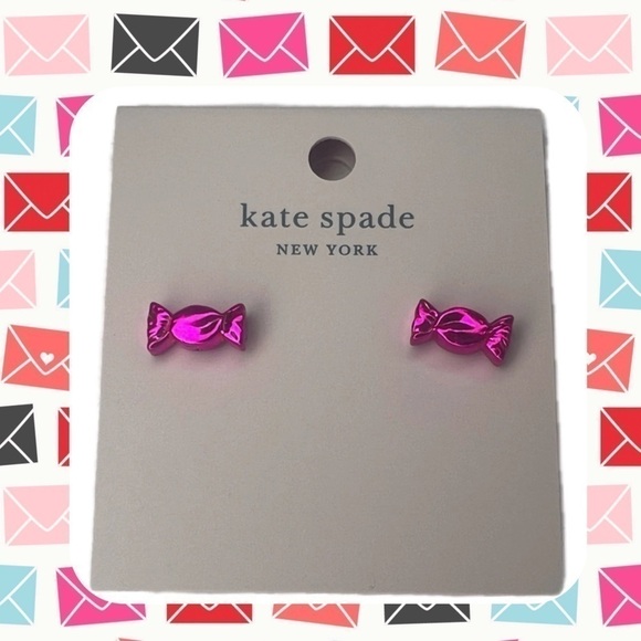 Kate Spade Candy Shop Wrapper Metallic Pink Whimsie Earrings NWT - Picture 1 of 6